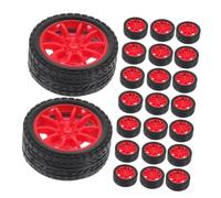 Gatuida 50PCS Car Wheels with Axles Precision Plastic Roll Shaft Wheels for DIY Rc Car Truck Boat Helicopter Model Building Projects Stable Fit for Robotics and Stem Experiments