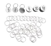 Gatuida 50pcs Number Tag with Ring Silver Round Abs Plastic for Dance Exams and Live Streaming