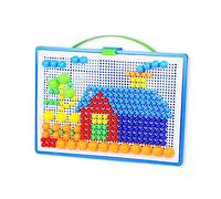Gatuida 592pcs Creative DIY Pegboard Puzzle Set for Early Learning Educational with Bright Colored Mushroom Nails Enhances Creativity Hand Eye Coordination Logic Thinking Random Color