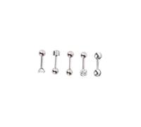 Gatuida 5Pairs Stainless Steel Ball Earrings Set for Helix Tragus Cartilage Piercing Silver Barbell Ear Studs with Geometric Styles Easy Screw Back Secure Fit for Women