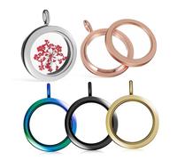 Gatuida 5pcs 30mm Round Photo Locket Pendant Charms Set for Jewelry Making, Double-sided Picture Frame Bezels in White K, Black, Gold, Rose Gold, Small Photo Charm Pendants for Diy Necklace Crafting