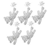 Gatuida 5Pcs Bear Shaped Nail Art Studs with Bowknot and Zircon Japanese Style Nail Decorations for Women