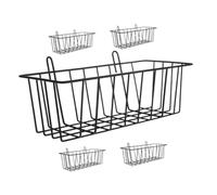 Gatuida 5pcs Black Cast Iron Rabbit Hay Feeder Basket Hollow Design Easy to Clean Small Pet Cage Rack for Bunny Feeding