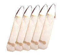 Gatuida 5Pcs Breathable Hanging Mesh Onion Bags for Kitchen Fruit Vegetable Storage Washable Reusable Root Vegetable Organizer Beige Ventilated Produce Hanging Bags