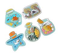 Gatuida 5pcs Cat Lapel Pins Cute Cartoon Drift Bottle Brooches for Women Multi-use Fashion Accessories for Jackets Backpacks Party Wear