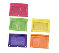 Gatuida 5pcs Creative Zipper Pencil Case Ring Large Capacity School Pencil Bag for Girls Pastel Stationery Bag