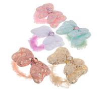 Gatuida 5pcs Cute Bow Hair Ties for Elastic Sequin Mesh Ponytail Holders Soft Stretchy Hair Bands for Wrist Bracelets Mixed Colors
