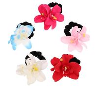 Gatuida 5pcs Floral Elastic Hair Ties Soft Fabric Stretchy Ponytail Holders for Women Decorative Flower Scrunchies for Bridal Wedding Beach Hawaiian Hairstyles Gentle Hair with Artistic