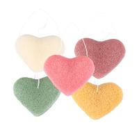 Gatuida 5pcs Heart-shaped Deep Cleansing Face Sponges for Gentle Exfoliation and Oil Control Reusable Facial Cleansing Pads for Dry Skin Removal and Makeup Removal Suitable for Daily