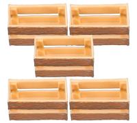 Gatuida 5pcs Mini Dollhouse Crates Set Hollow Wooden Frame Boxes Miniature Storage Baskets for Dollhouse Accessories and Craft Scenery Decoration