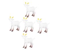 Gatuida 5PCS Miniature PVC Farm Animal Realistic White Goat Lamb Sheep Models for Home Office Dorm Decor Simulation Ornaments for Rural DIY Scenes and Collectibles