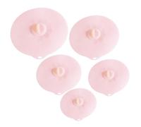 Gatuida 5pcs Multifunction Silicone Pot Lids Set Heat Resistant Airtight Bowl Covers for Microwave Glass Stainless Steel Ceramic Spill Seal Reusable Food Grade Silicone Pink
