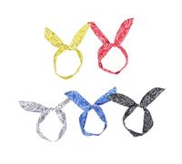 Gatuida 5pcs Paisley Printed Wire Headbands with Bunny Ear Design for Women Vintage Elegant Twisted Bow Hairbands for Parties Exercise Travel and Costume Play Accessories