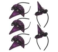 Gatuida 5pcs Purple Witch Hat Hairbands Black Spider Web Design, Halloween Witch Hat Headband for Women, Cosplay Wizard Headwear, Costume Party Accessories