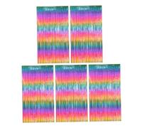 Gatuida 5pcs Rainbow Gradient Foil Fringe Curtain Colorful Metallic Tinsel Backdrop for Wedding Bridal Shower Engagement Party Birthday Christmas Fiesta Halloween Decorations