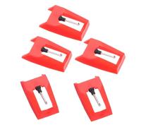 Gatuida 5pcs Red Record Player Stylus Replacement Needles, Plastic and Aluminum Material, No Tools Required with Convenient Installation for Turntables and Gramophones