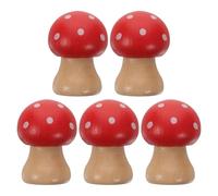 Gatuida 5Pcs Red Wooden Mushroom Memo Clip Holders, Tabletop Photo and Note Display Stands for Office Desk, Wedding Cards, and Christmas Decorations, 1.89X0.98X0.98In