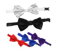 Gatuida 5PCS Sequin Bow Ties Party Neck Bowtie for Men Women Creative Collar Decoration in Red Purple Blue Black Silver Stylish Costume Accessory