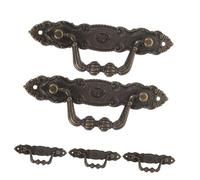 Gatuida 5pcs Vintage European Pull Handles Antique Bronze Dresser Knobs Concealed Mount Cabinet Wardrobe Furniture Handles with Fade Resistant Coating for Kitchen Cupboards