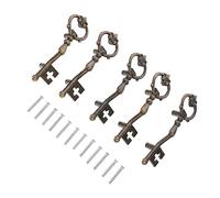 Gatuida 5pcs Vintage Key Shape Handles Zinc Alloy Dresser Pulls with Spacing for Cabinets Doors Retro Decorative Hardware for Kitchen Bathroom Office Furniture