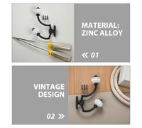 Gatuida 5pcs Vintage Style Wall Hooks: Zinc Alloy Dual Head Antique Coat and Hat Hangers for Entryway Bathroom Bedroom - Rustic Decorative Wall Hooks