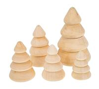 Gatuida 5Pcs Wood Christmas Tree Decor DIY Craft Adornment for Xmas Festival Scene Unique Design with Stable Base for Home Decoration Space Saving Tabletop Christmas Tree