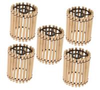 Gatuida 5pcs Woven Bamboo Lamp Shade Vintage Drum Decorative Cover for Indoor Table Lamps Small Diameter Height Unique Handmade Design for Decor