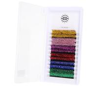 Gatuida 6 Pairs Glitter Colored Cosmetic Lashes Fiber False Lash Extensions for Cosplay Halloween Costume Party Stage Makeup Vivid Shiny Comfortable Random Color