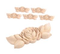 Gatuida 6 Pcs Solid Wood Decorative Appliques Small Corner Flower Design Woodcarving Decal for Furniture Cabinet Door Bed Wardrobe Unpainted Vintage Style Finish