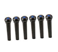 Gatuida 6 Plastic Guitar Bridge Pin Pegs with Blue Cat Eye Design Sturdy String Pins for Acoustic Guitars Black Tuning Pegs for Precise String Replacement for Repair and Upgrade