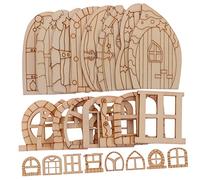 Gatuida 64Pcs Mini Fairy Door Wooden Garden Craft Kit Unfinished DIY Accessories for Fairy House Decoration Hands Creativity Suitable for Micro Landscape Photography and Home Decor
