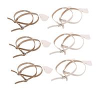 Gatuida 6Pair Detachable Faux Leather Ankle Straps for High Heels Loose Invisible Shoe Bands in Suede Camel Chestnut Versatile Heel Grips for Women Pumps