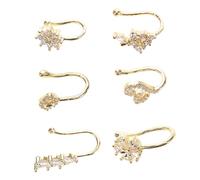 Gatuida 6pcs Adjustable Clip Nose Rings Non Piercing Nose with Dazzling Zirconia Leaf Star Moon Designs for Women and Men Fashion Decorative Jewelry