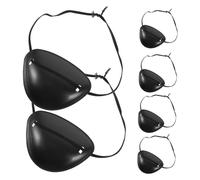 Gatuida 6pcs Black Pirate Eye Patches Cosplay Props for Halloween Reusable Single Eye Masks for Theatrical Performances and Theme Parties