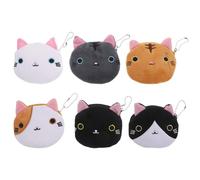 Gatuida 6Pcs Cartoon Cat Zipper Coin Pouch for Women Compact Mini Wallet with Secure Closure for Keys Coins and Small Items Stylish Animal Trinket Bag for School Office Travel