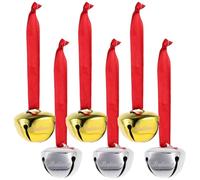 Gatuida 6pcs Christmas Believe Bell Ornaments, Polar Express Bell Decoration with Red Ribbon, Hanging Bells Christmas Ornaments for Tree, Door, Gift, Festive Party Use (Gold+Silver)