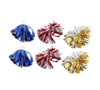 Gatuida 6pcs Dance Cheering Squad Accessories Silver Cheerleading Pom Poms Team Sports Party Favors Holder Sports Team Cheering Party Favors Baton Handle Dance
