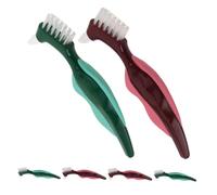 Gatuida 6pcs Denture Toothbrush for Seniors Non Slip Handle Hard Bristles Dual Head Design False Teeth Cleaner Portable Travel Oral Care Brushes