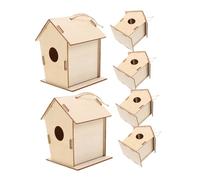 Gatuida 6pcs DIY Wooden Bird House Kit for Unpainted Hanging Birdhouse Craft Nature Learning Easy to Paint and Assemble Decorative Outdoor Nesting Box for Garden and Balcony