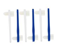 Gatuida 6Pcs Dual Head Denture Care Toothbrush for Adults Ergonomic Design Comfortable Grip for Oral Cleaning of False Teeth Portable Durable Includes White Blue Brushes