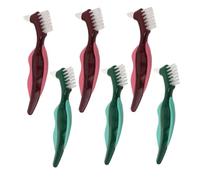 Gatuida 6pcs Dual Head Denture Cleaning Brushes with Hard Bristles for Deep Cleaning and Gum Massage Non Slip Handle Portable Toothbrushes for Seniors False Teeth Care and Travel