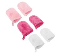 Gatuida 6pcs Facial Cleaning Gloves Makeup Remover Gloves Soft Exfoliating Face Washing Mitts Reusable for Daily Skincare and Travel - White, Rose Red, Pink Colors