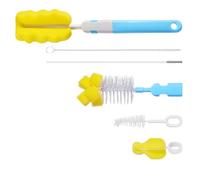 Gatuida 6pcs Feeding Bottle Cleaning Brush Set Removable Sponge Heads for Pacifier and Water Cup Plastic Handle Does Not Scratch Bottles
