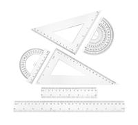 Gatuida 6pcs Geometry Set with High Precision Plastic Protractor and Trilateral Ruler, Portable Design for School and Office Use, Maths Set for Students and Professionals