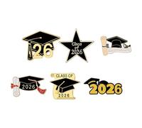 Gatuida 6pcs Graduation Pin Badges Set Featuring Zinc Alloy Metal with Graduation Cap and Diploma Motifs, Elegant Versatile Accessory to Resist Fading, for School Events Or Assorted style