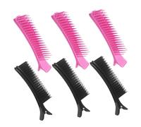 Gatuida 6pcs Hair Sectioning Clips with Strong Non-slip Grip for Precise Hair Styling and Makeup Professional Hairdresser Tools for Haircuts Coloring Black and Pink