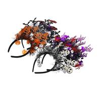 Gatuida 6Pcs Halloween Party Headbands Set Hand Red Spider Bloody Teeth Pumpkin Bat Skull Multiple Spooky Masquerade Hair Accessories for Carnival Cosplay Trick or Treat