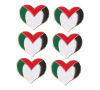 Gatuida 6pcs Heart Shaped Palestine Flag Pins Metal Badges Patriotic Country Flag Accessories for Clothing Hats Bags No Fading Durable Metal Souvenirs for Cultural Pride and Heritage
