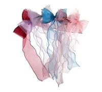 Gatuida 6pcs Long Tail Bow Hairpin Clip Chiffon Bowknot Hair Bows for Women Girls Hair Accessories Multiple Colors for Daily Wear