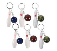 Gatuida 6pcs Mini Bowling Ball Keychains with Red Green Blue Pendants Lightweight PVC Metal Key Holder Charms for Party Favors Backpack Bag Sports Souvenirs